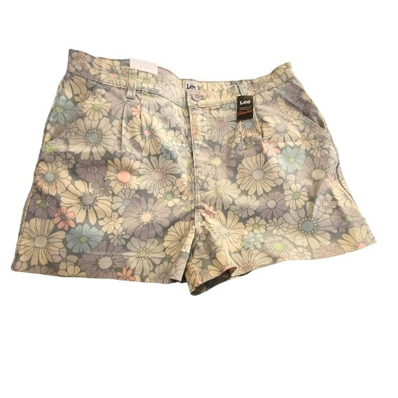 Lee Floral Shorts Chetopa Twill Workwear High Rise Pleated Womans M (32) Jj3406 - Picture 3 of 9